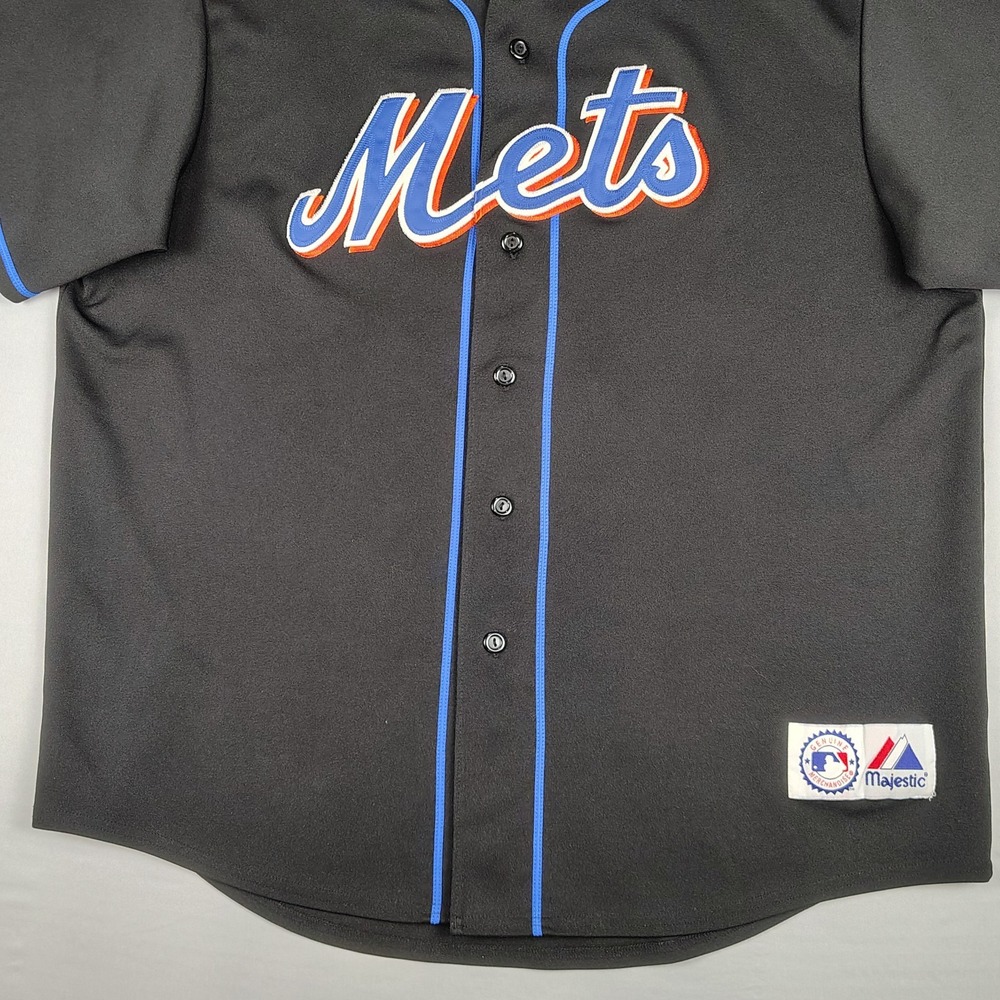 Vintage Majestic Jose Reyes #7 New York Mets Jersey Mens XL Black MLB Short Slv - Picture 9 of 16